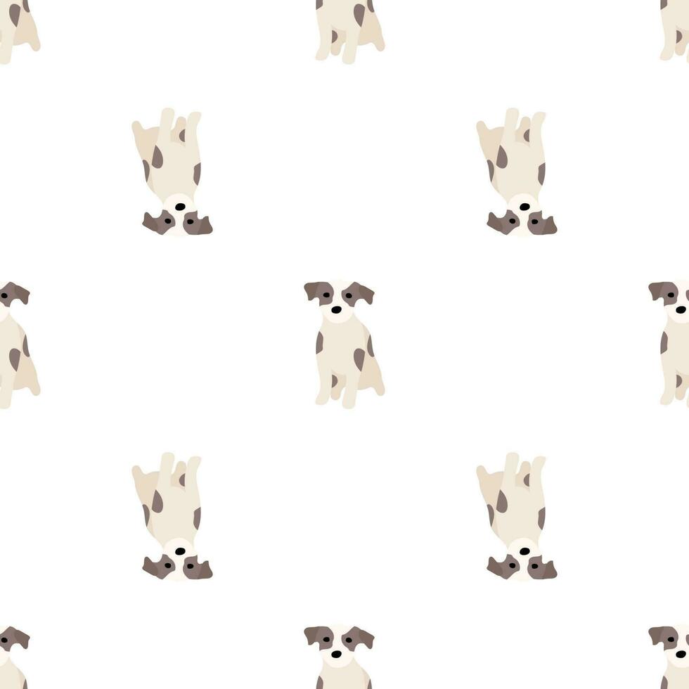 süße hunde jack russell terrier. lustige Tiere. Vektor handgezeichnetes nahtloses Muster. perfekt für baby, kinderbekleidung, druckdesign, textil. weißer Hintergrund.