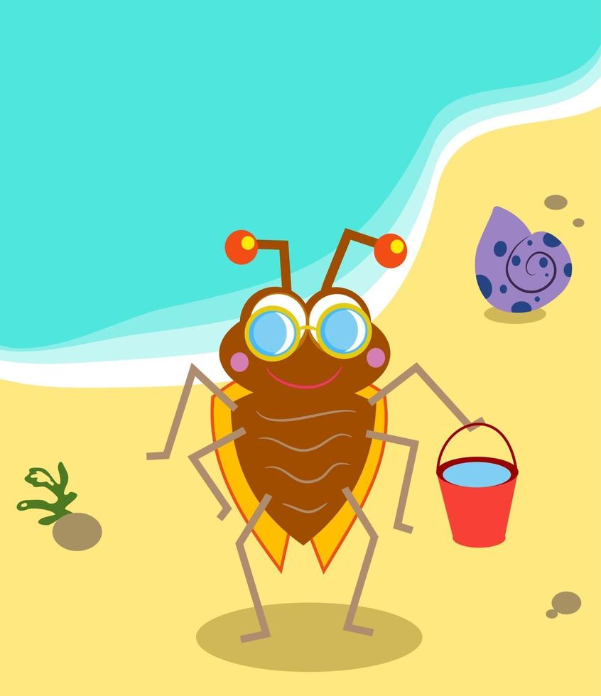 Happy Beach Bug Urlaub Cartoon vektor