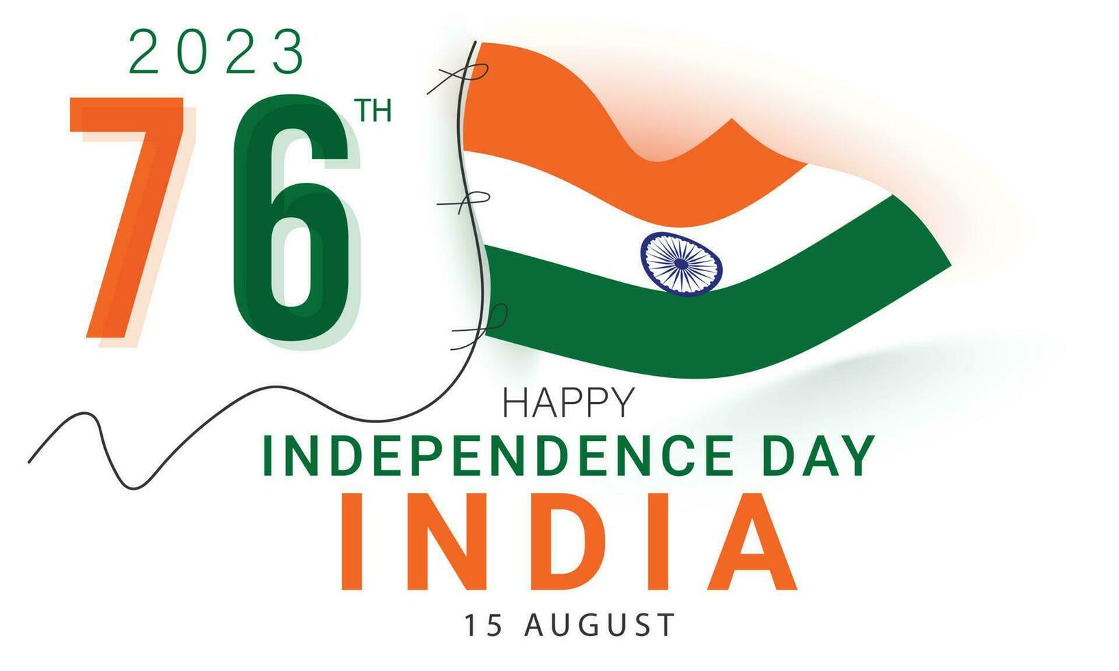 76 år Lycklig oberoende dag Indien. bakgrund, baner, kort, affisch, mall. vektor illustration.