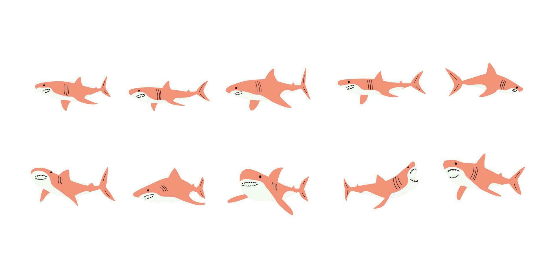 haj. hav djur. marin djur- i scandinavian stil. vektor
