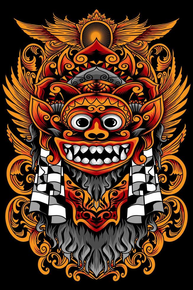 Barong Maske Illustration von balinesisch Kunst vektor