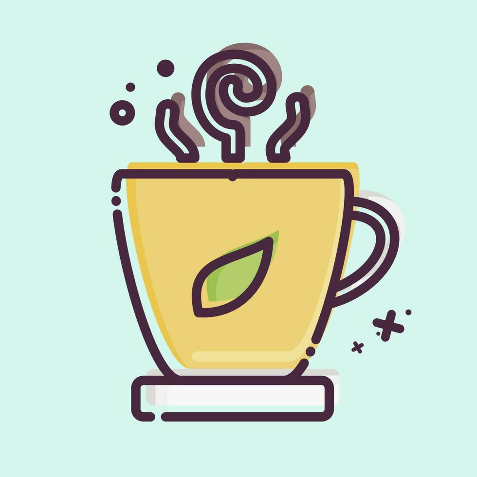 ikon kopp av te. relaterad till te symbol. mbe stil. enkel design redigerbar. enkel illustration. grön te vektor