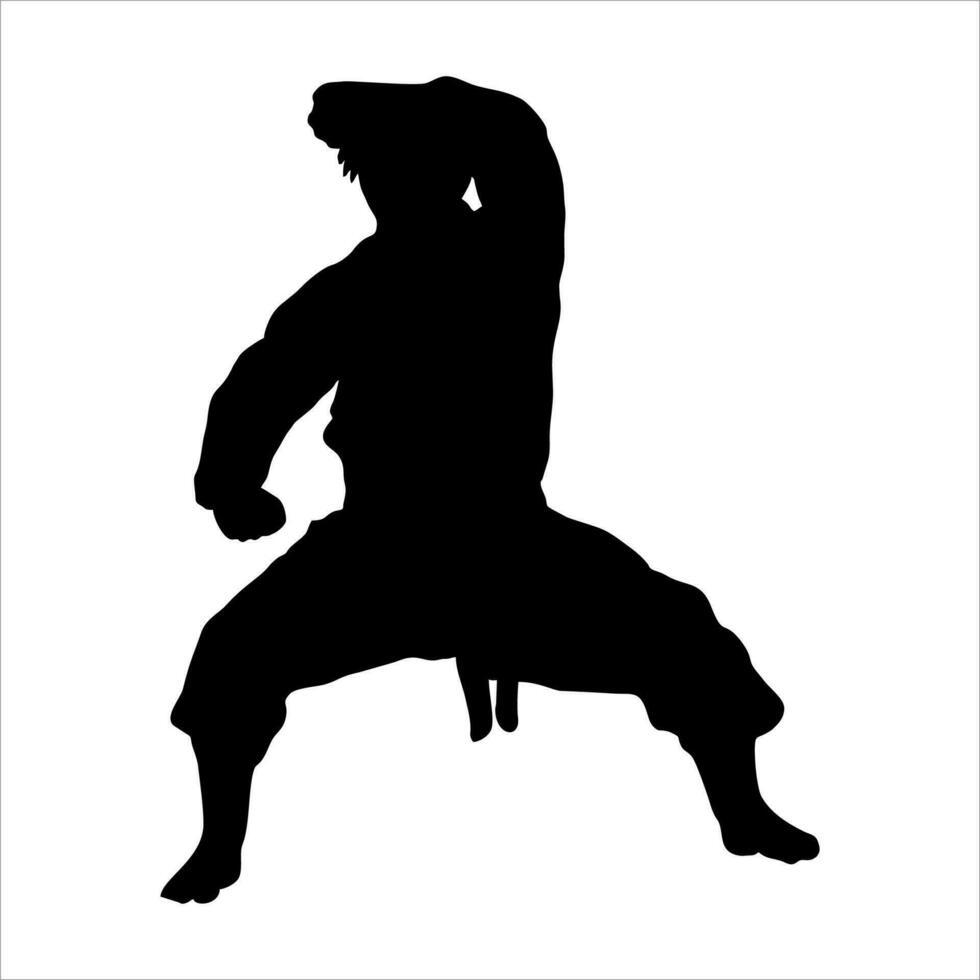 Karate trete und posiert von Karate Techniken. kriegerisch Künste. diese Vektor illustriert mehrere posiert von Karate Techniken im Silhouette Vektor Illustration.