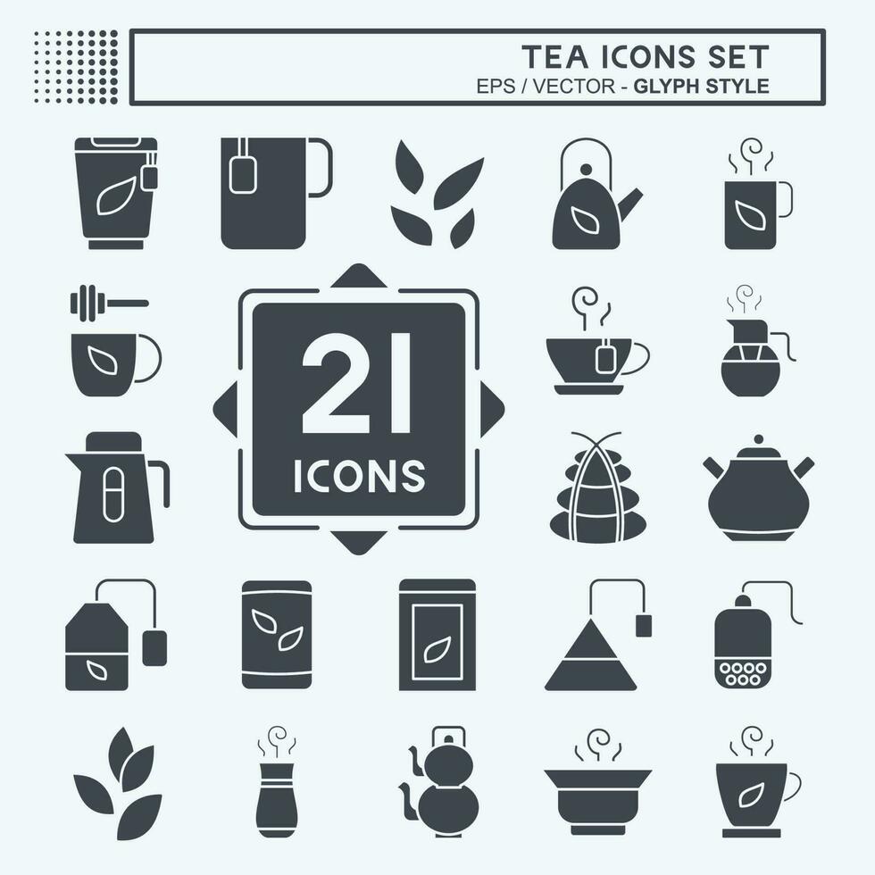ikon uppsättning te. relaterad till dryck symbol. glyf stil. enkel design redigerbar. enkel illustration. grön te vektor