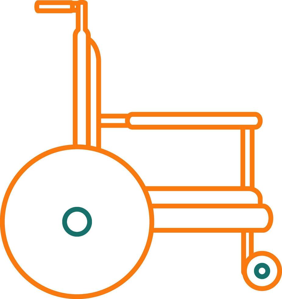 illustration av rullstol ikon i orange tunn linje. vektor