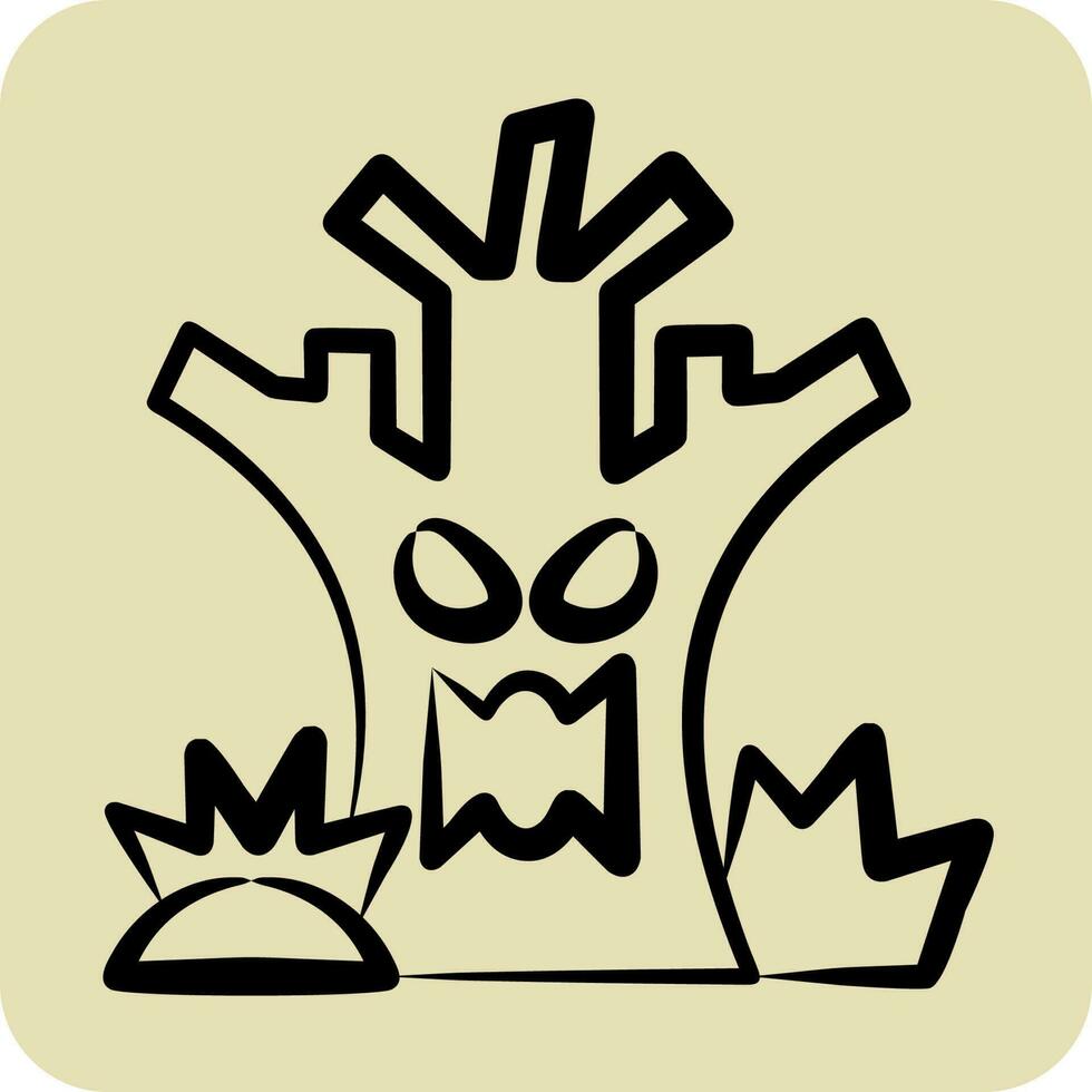 ikon död träd. relaterad till halloween symbol. hand dragen stil. enkel design redigerbar. enkel illustration vektor