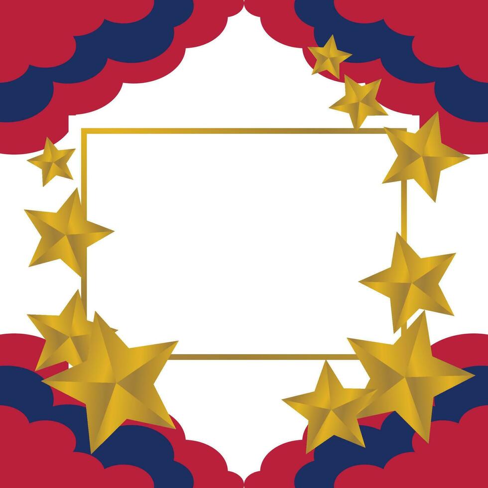 Urlaub Konzept Poster Vorlage, mit golden Star Ornament. Weiß Rahmen auf ein geometrisch Hintergrund. Design zum Gruß Karten, Sozial Medien und Netz. elegant Vektor Illustration