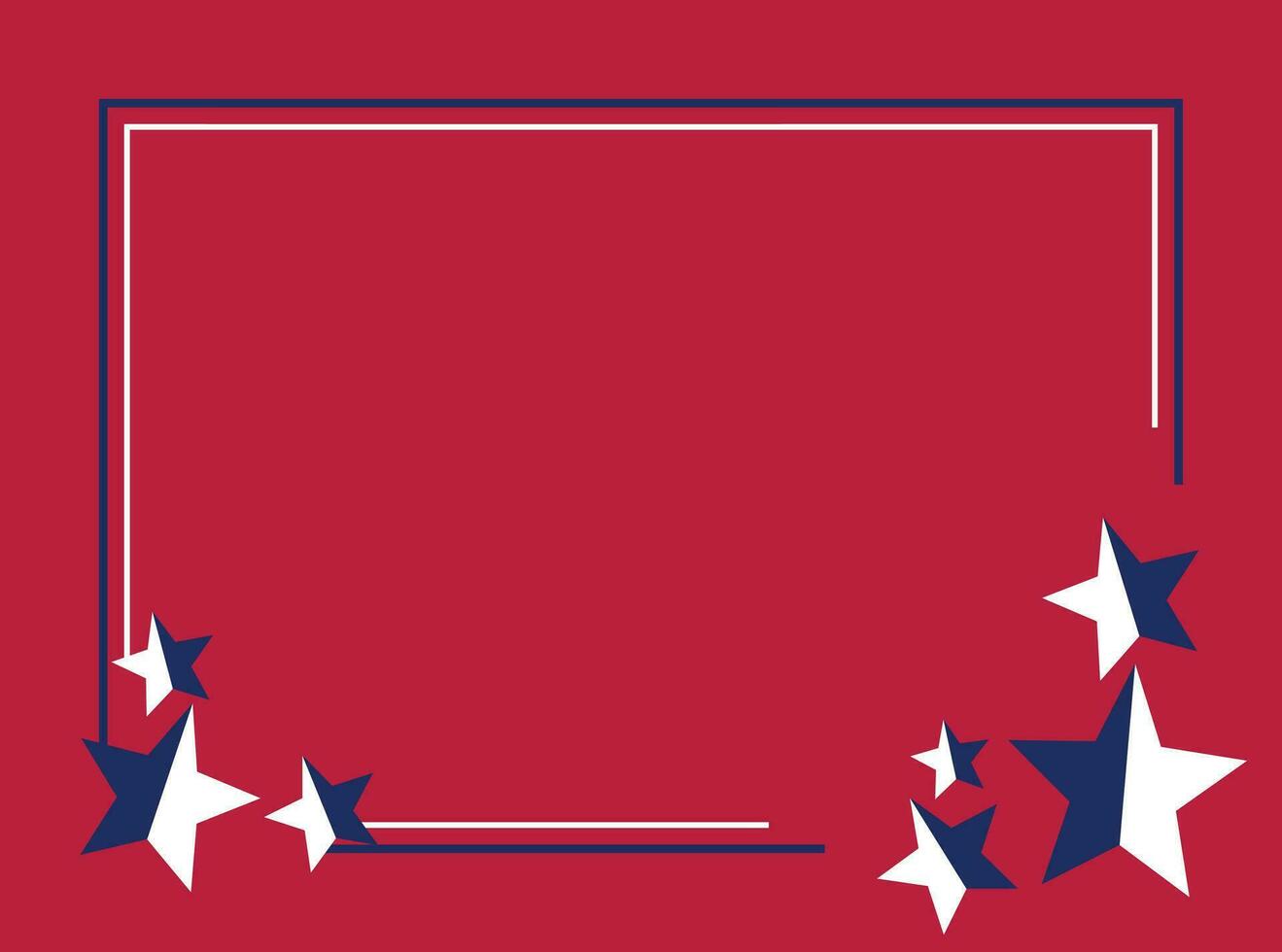 amerikanisch Urlaub Hintergrund im Blau, Weiss, rot Farben mit Star Symbol. Design zum Banner, Gruß Karte, Einladung, Sozial Medien, Netz. vektor