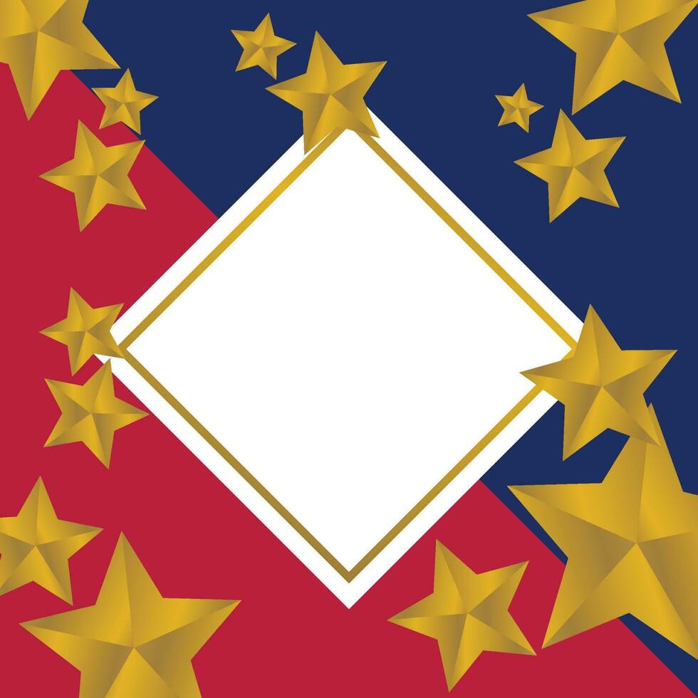 Urlaub Konzept Poster Vorlage, mit golden Star Ornament. Weiß Rahmen auf ein geometrisch Hintergrund. Design zum Gruß Karten, Sozial Medien und Netz. elegant Vektor Illustration