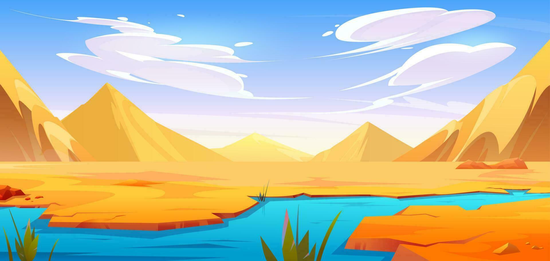Wüste Fluss Landschaft Vektor Karikatur Hintergrund