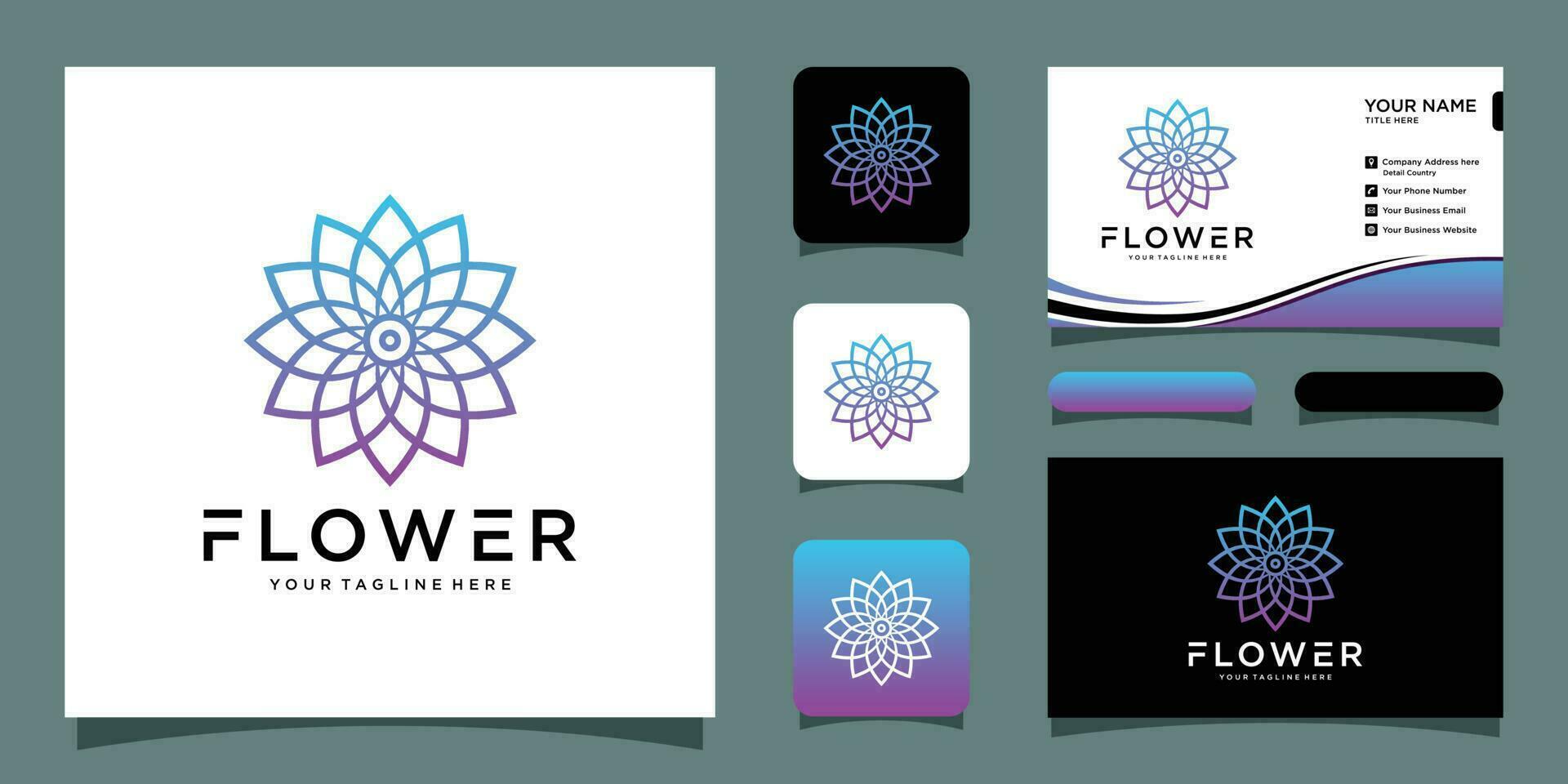 Blume Logo Luxus mit Geschäft Karte Design Prämie Vektor