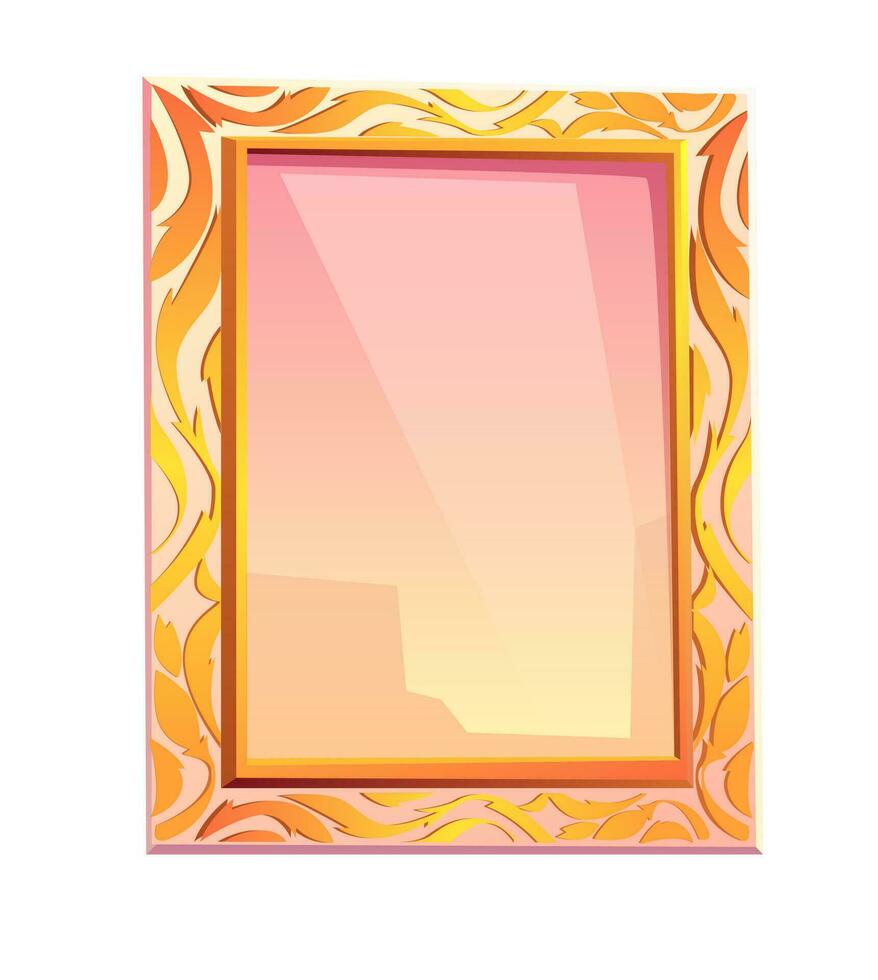 königlich Spiegel im golden Rahmen mit Blumen- Dekor vektor