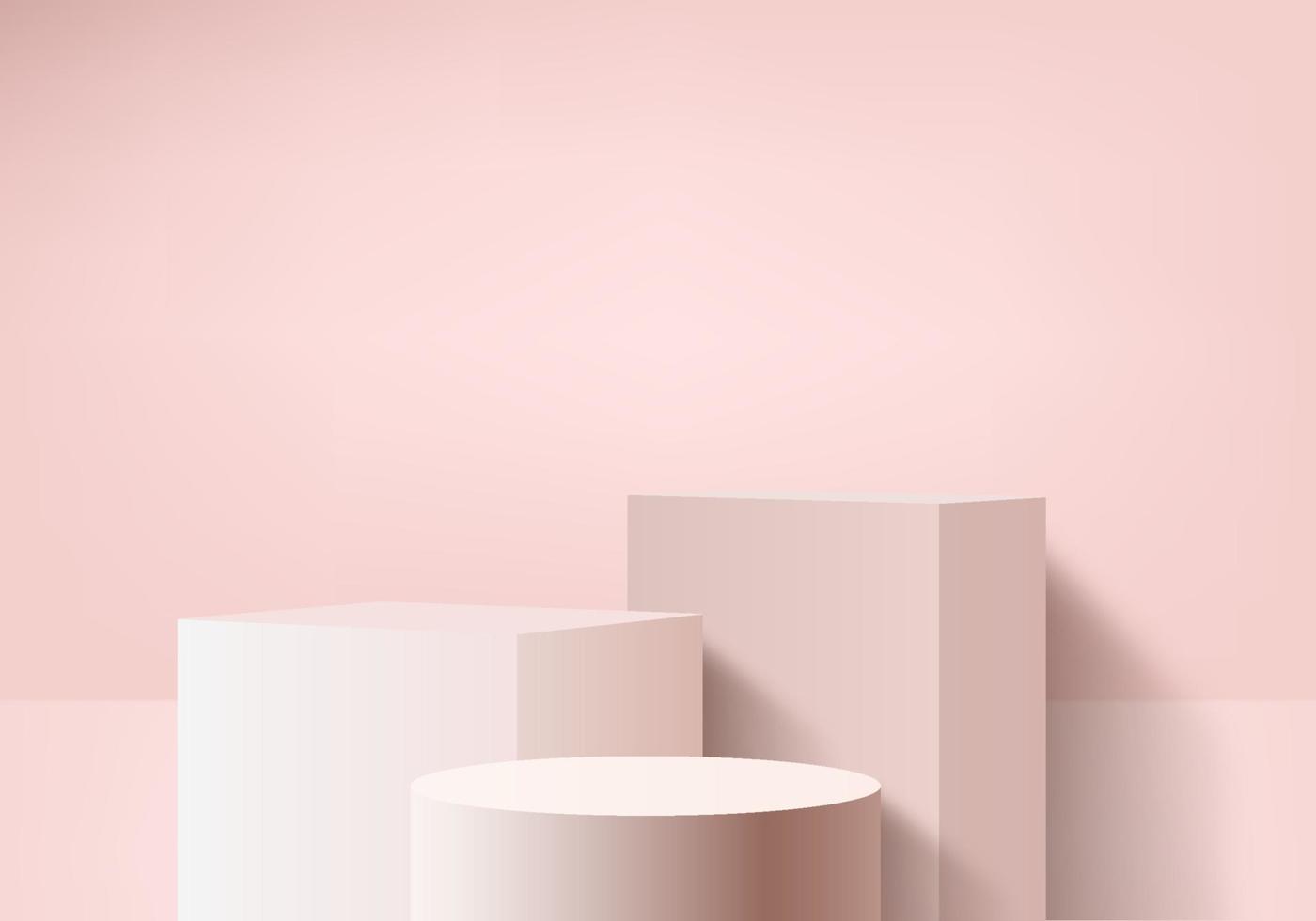 minimal rosa podium och scen med 3d renderar vektor i abstrakt bakgrundskomposition 3d illustration håna scen geometri form plattformsformer för produktvisning scen för produkt i modern