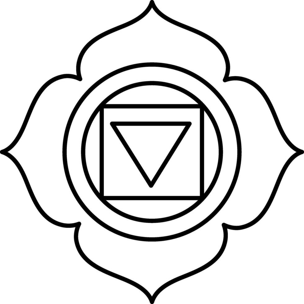 illustration av manipura chakra symbol ikon i svart och vit vektor