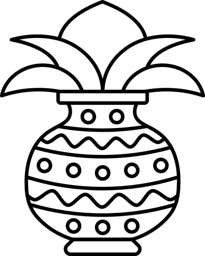 isolerat kalash dyrkan pott ikon i svart och vit vektor