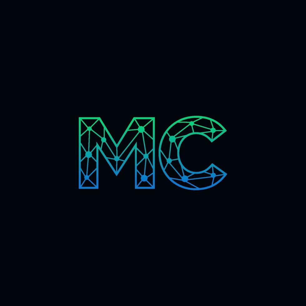 abstrakt Brief mc Logo Design mit Linie Punkt Verbindung zum Technologie und Digital Geschäft Unternehmen. vektor