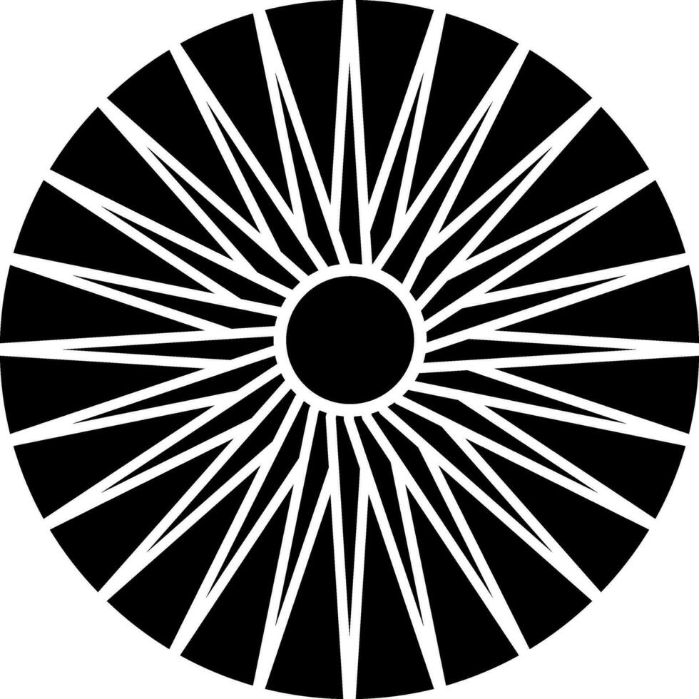 Ashoka Chakra Symbol schwarz und Weiß. vektor