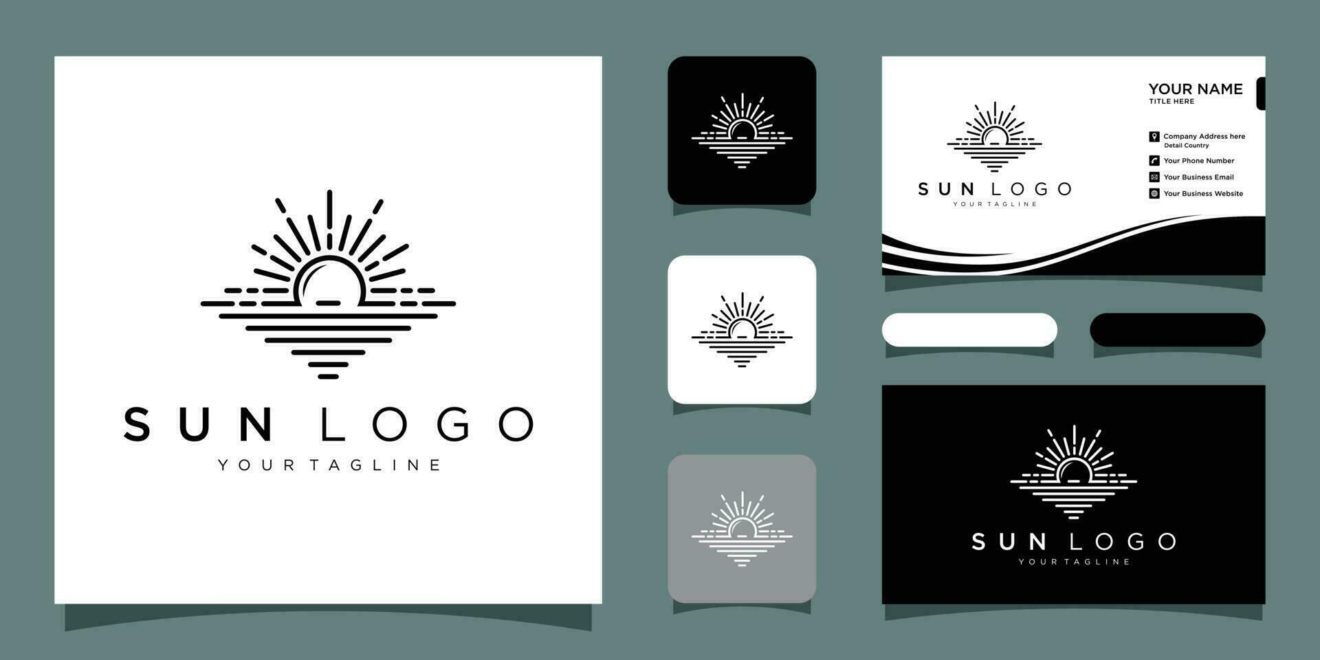 Sonne Logo Design Vektor Vorlage Symbol Symbol Illustration mit Geschäft Karte Vorlage Prämie Vektor