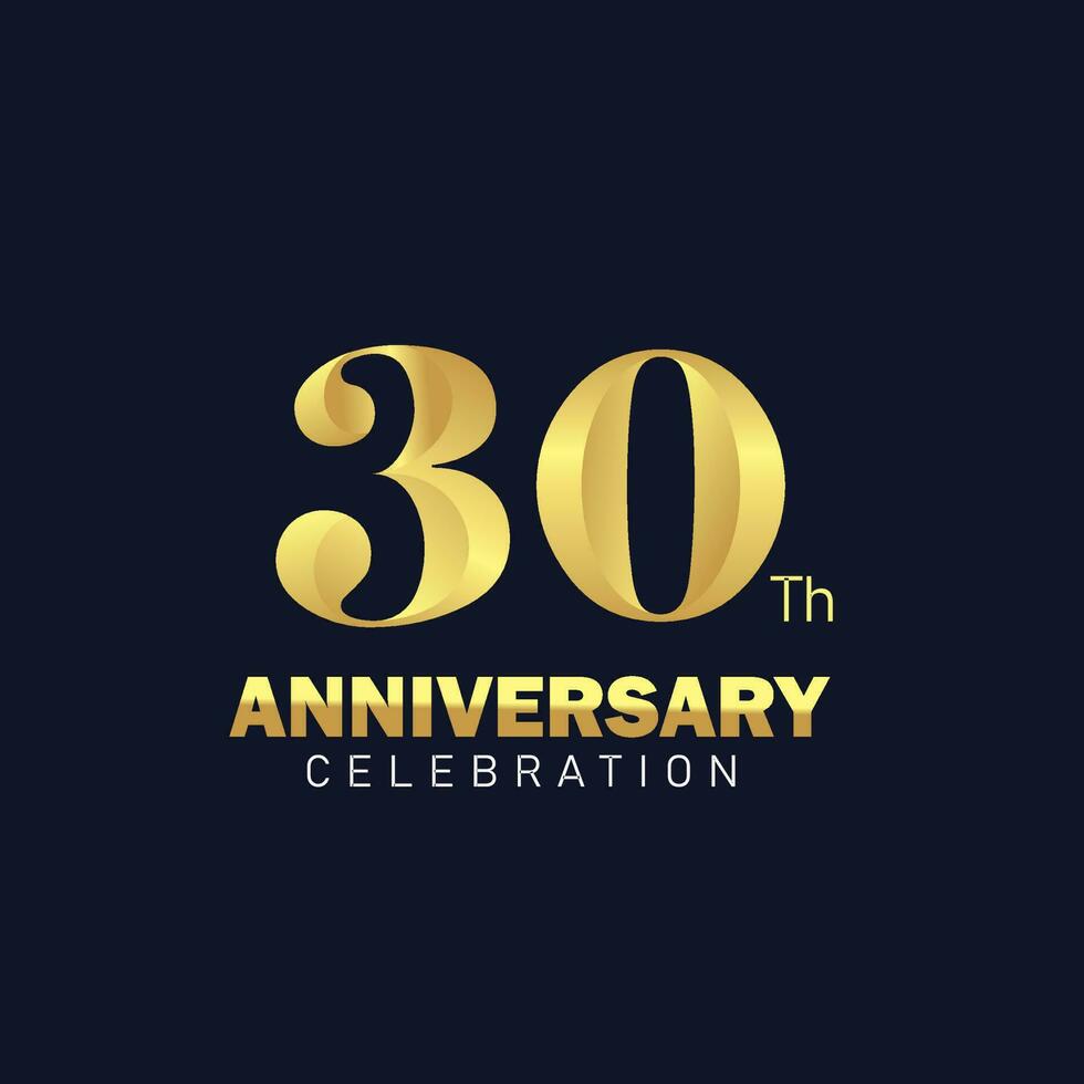 30 Jahrestag Logo Design, golden Jahrestag Logo. 30 Jahrestag Vorlage, 30 Jahrestag Feier vektor