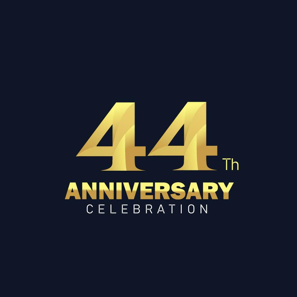 44 Jahrestag Logo Design, golden Jahrestag Logo. 44 Jahrestag Vorlage, 44 Jahrestag Feier vektor