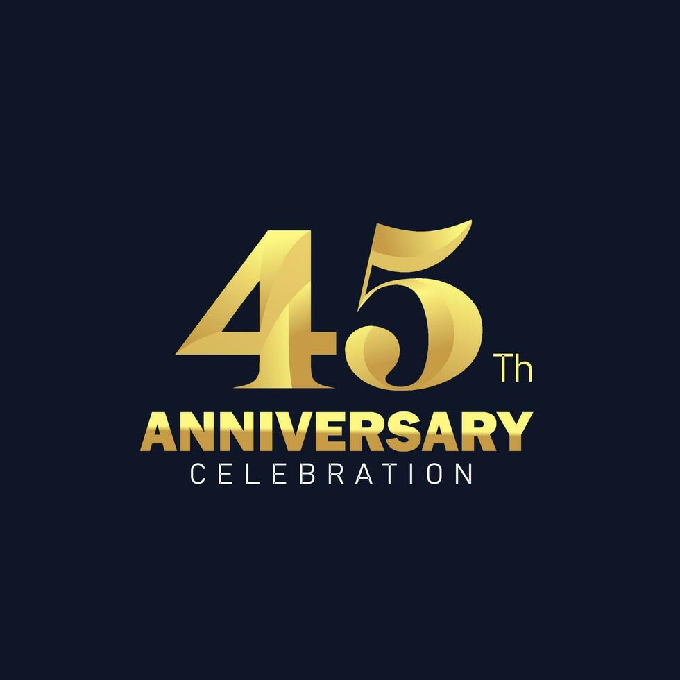 45 Jahrestag Logo Design, golden Jahrestag Logo. 45 Jahrestag Vorlage, 45 Jahrestag Feier vektor