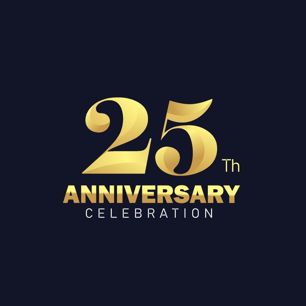 25 Jahrestag Logo Design, golden Jahrestag Logo. 25 Jahrestag Vorlage, 25 Jahrestag Feier vektor