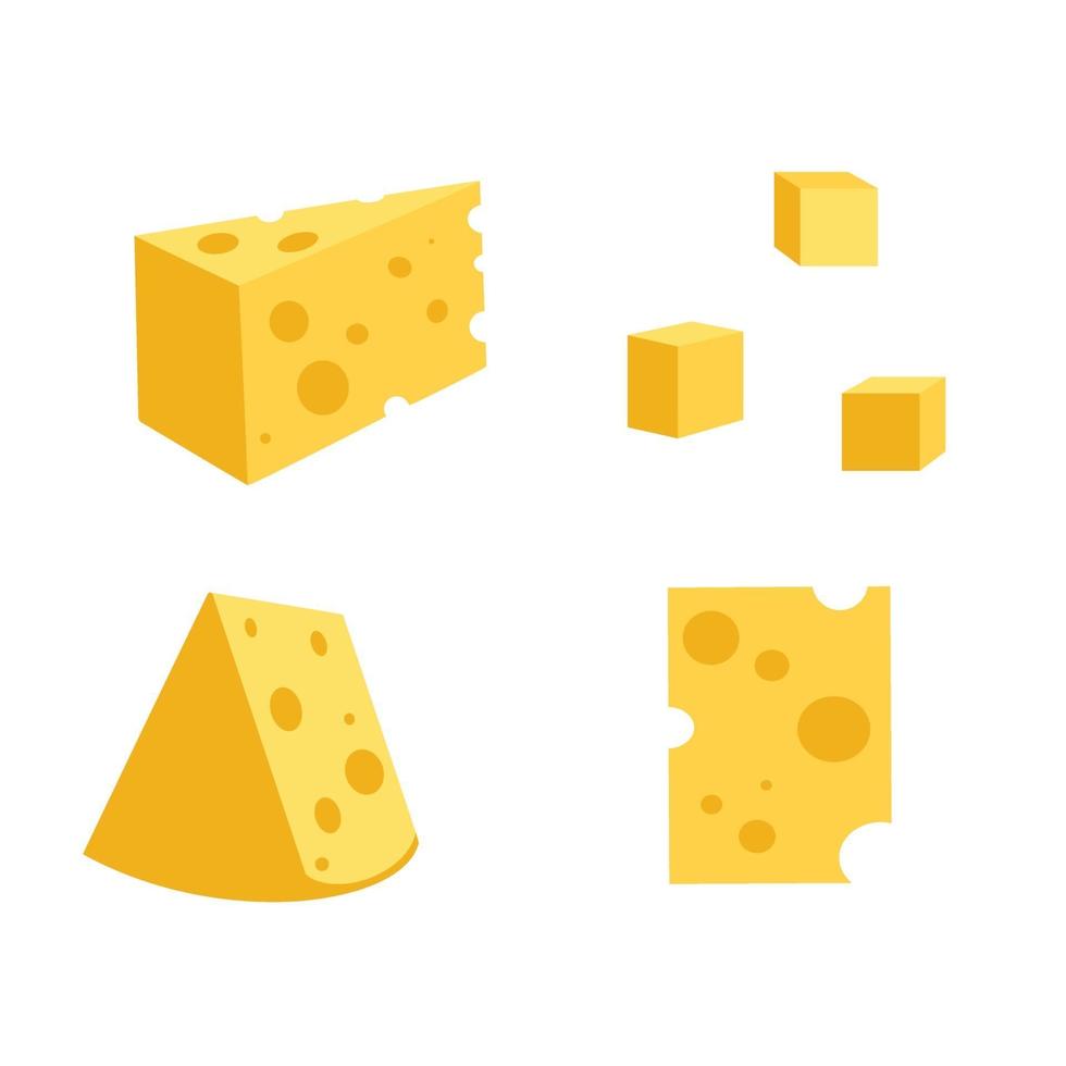 eine Reihe von Käse in verschiedenen Formen. Vektorillustration vektor