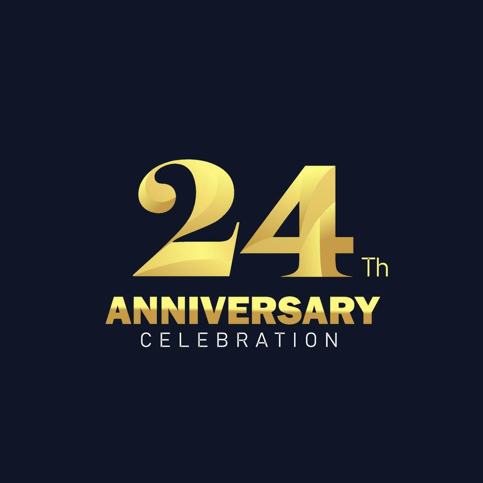 24:e årsdag logotyp design, gyllene årsdag logotyp. 24:e årsdag mall, 24:e årsdag firande vektor