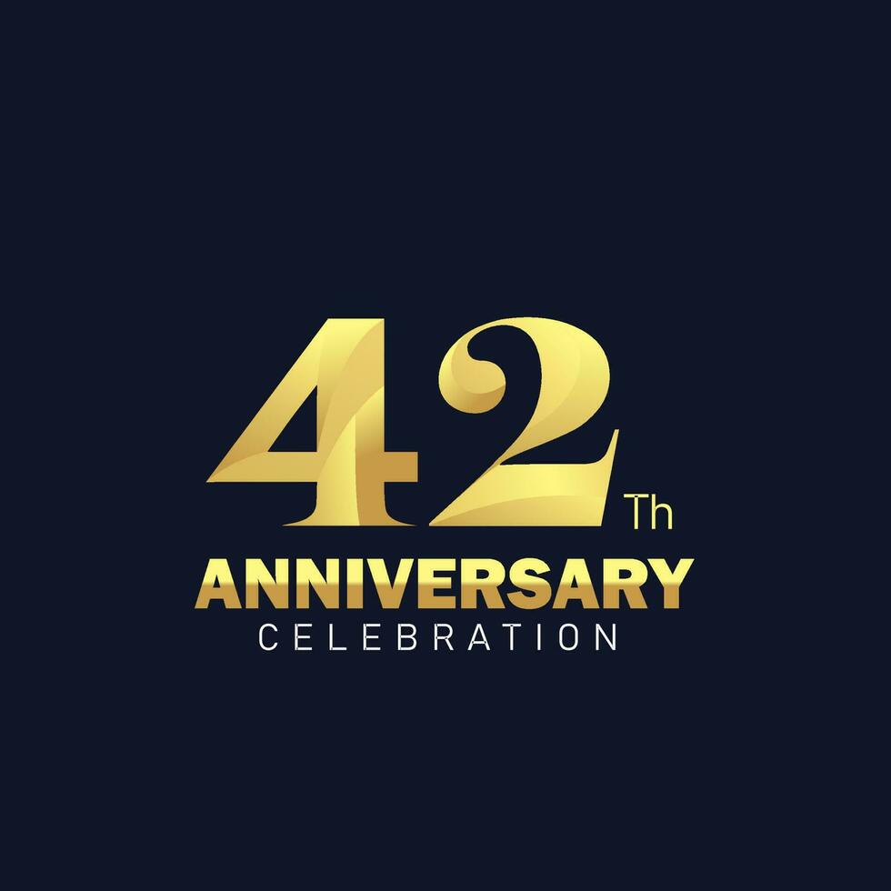42: e årsdag logotyp design, gyllene årsdag logotyp. 42: e årsdag mall, 42: e årsdag firande vektor