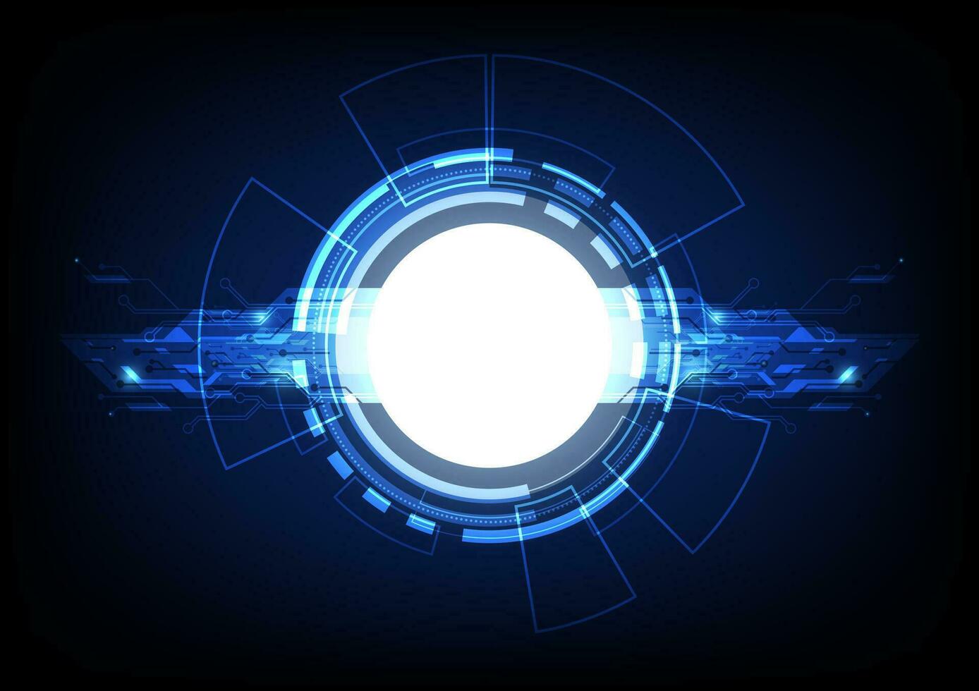 abstrakt teknologi vektor illustration bakgrund. trogen digital cyberrymden innovation med cirkel hud och krets element på mörk blå bakgrund