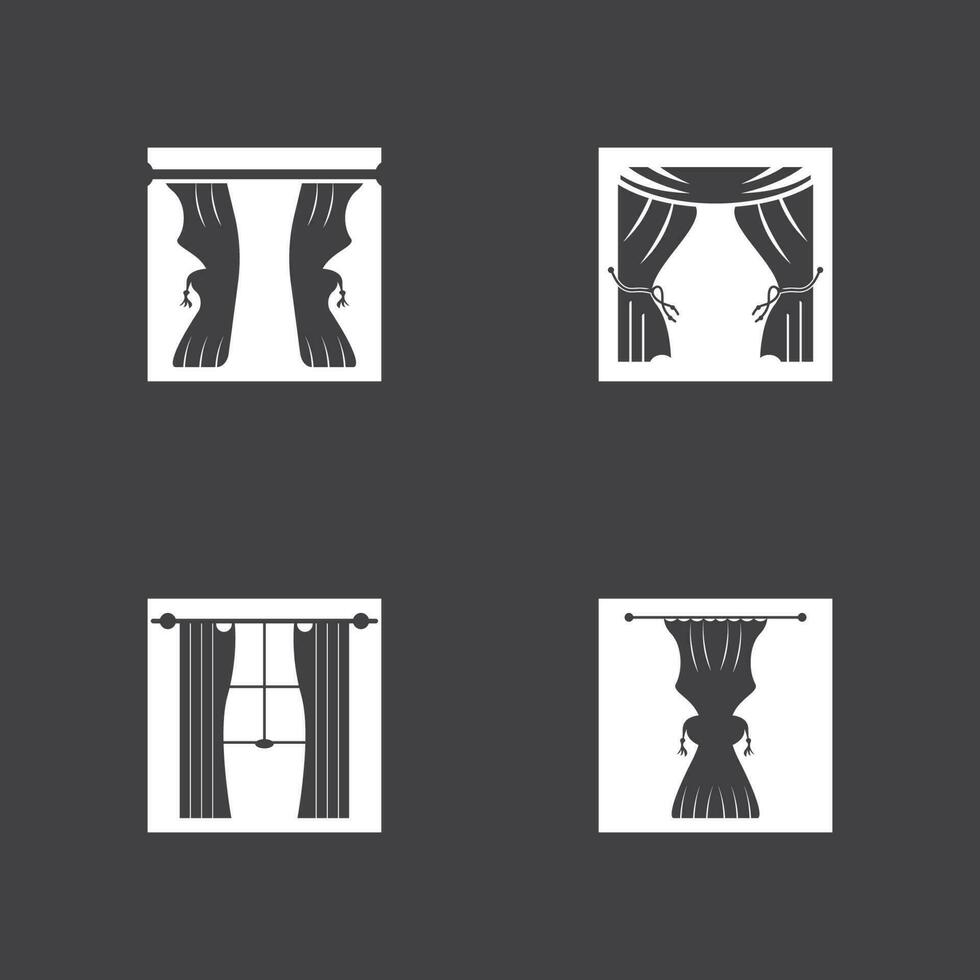 Vorhang Fenster Zimmer Vorhänge Möbel Logo Vektor Vorlage Illustration