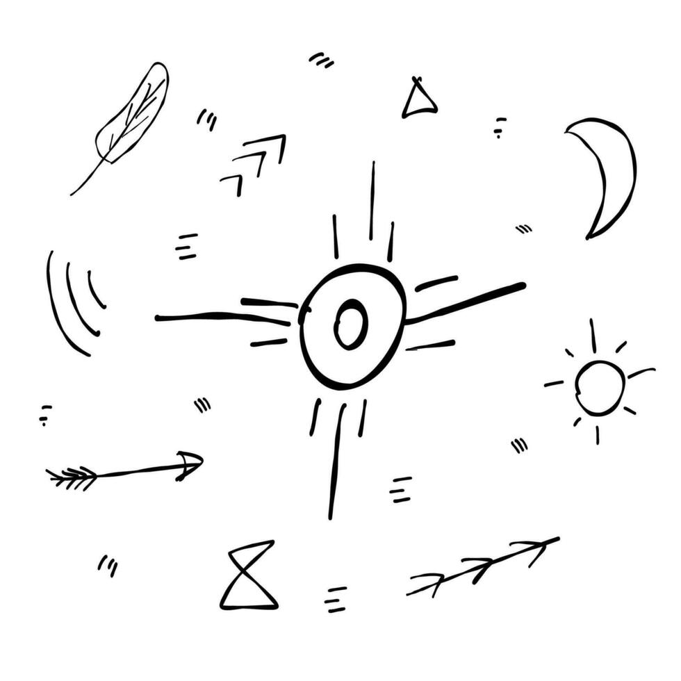 Boho Elemente Pfeile Symbole Zeichen Symbole Gekritzel vektor