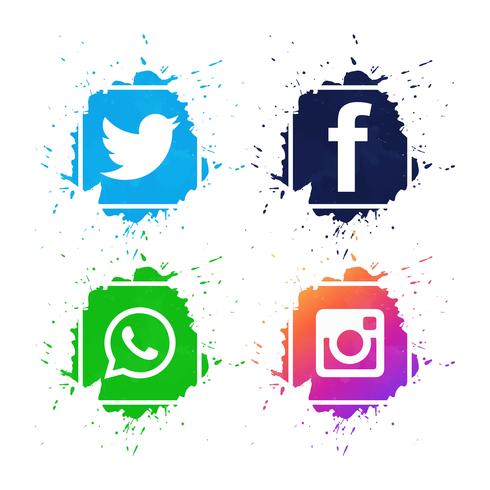 Vackra sociala medier ikoner sätta design vektor