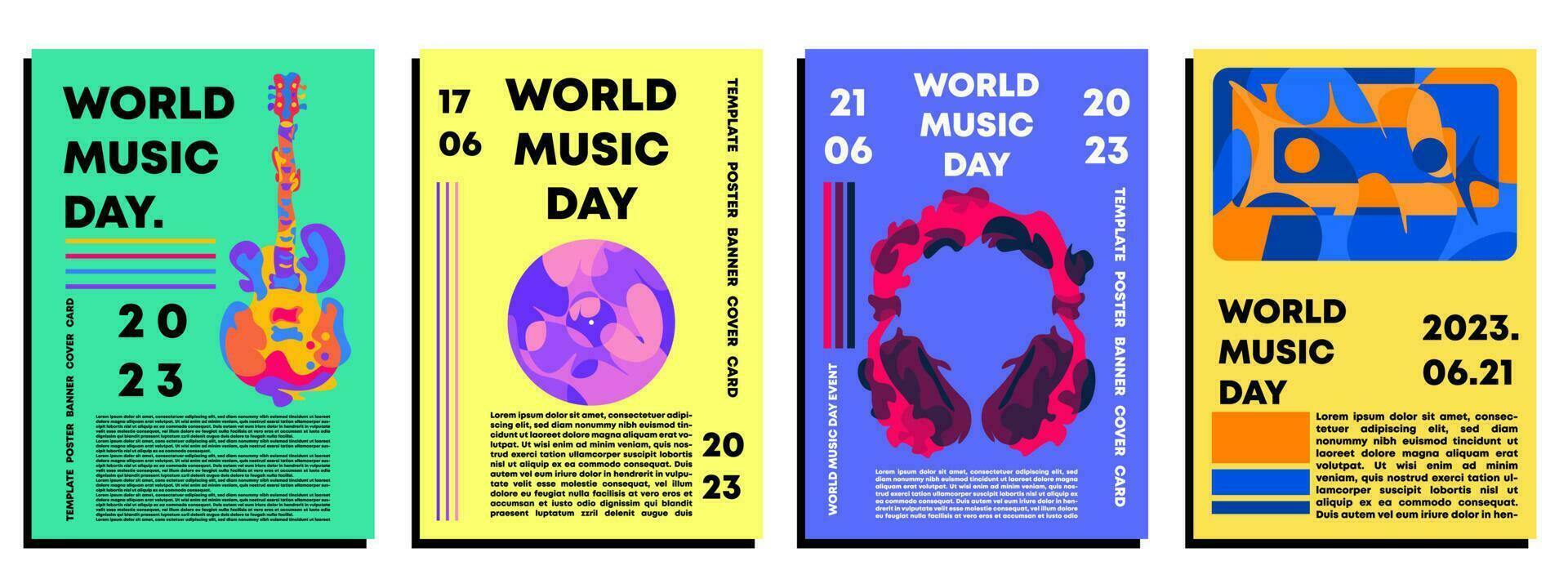 uppsättning av kreativ begrepp värld musik dag affisch. redigerbar. vektor illustration
