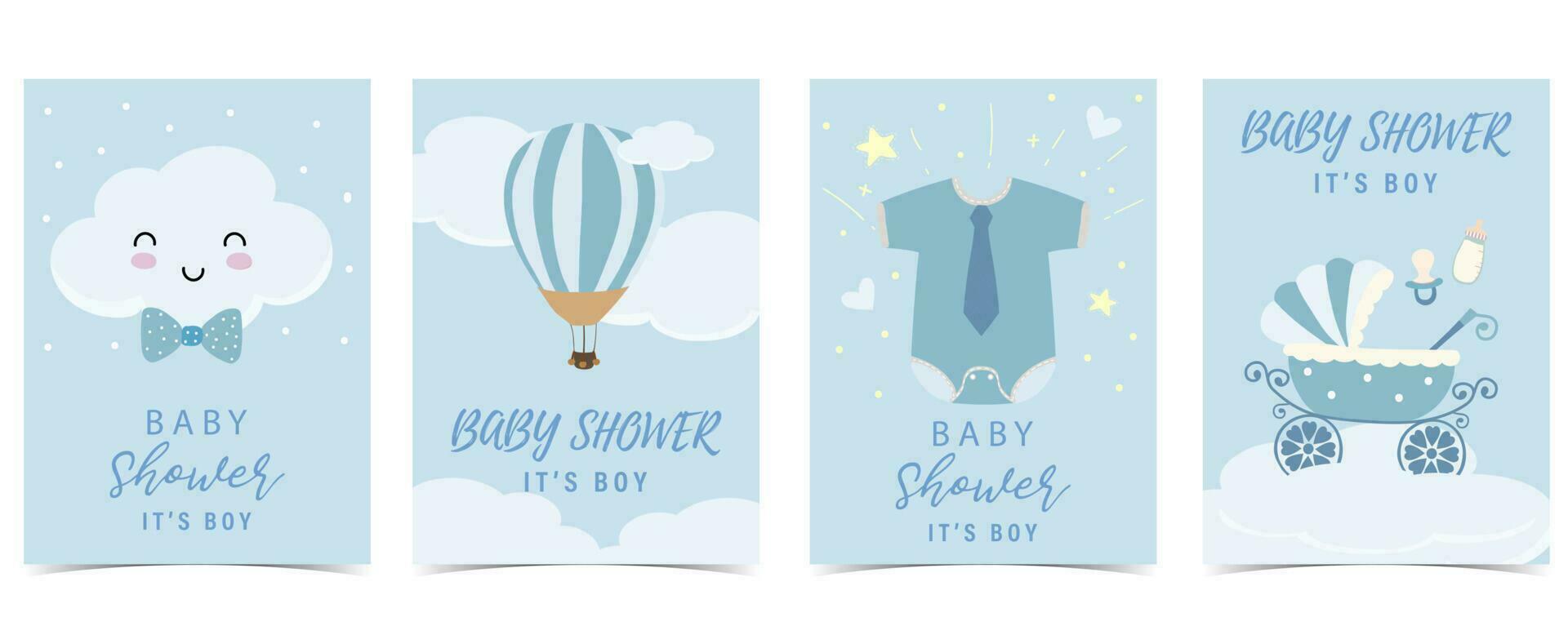 bebis dusch inbjudan kort för pojke med ballong, moln, himmel, trasa vektor