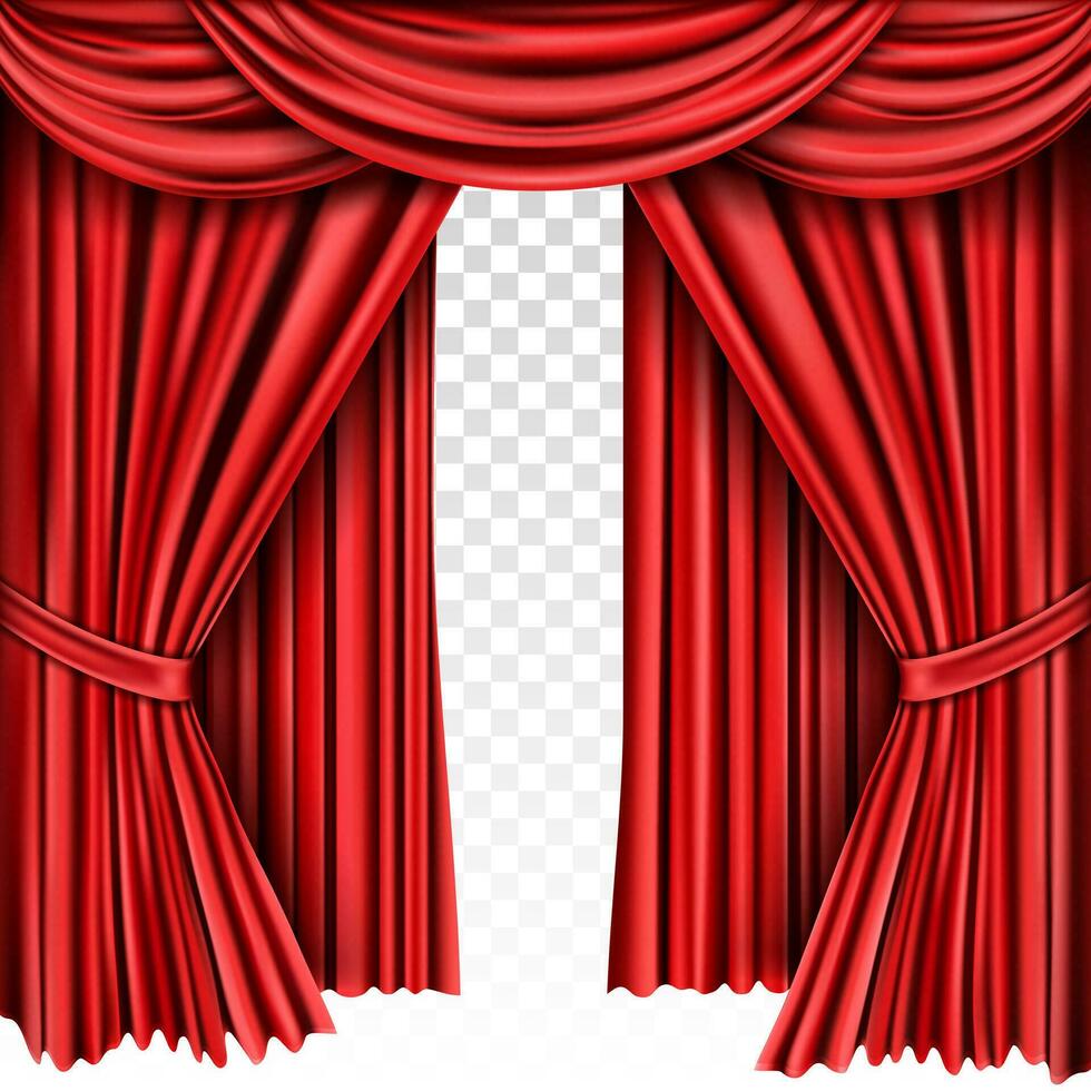 rot Bühne Vorhang zum Theater, Oper Szene drapieren vektor