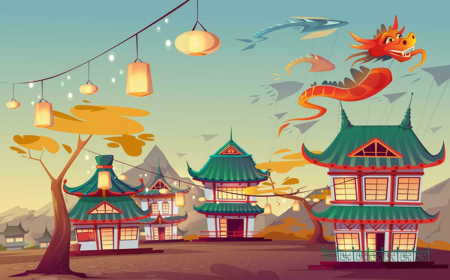 Illustration von weifang Drachen Festival im China vektor