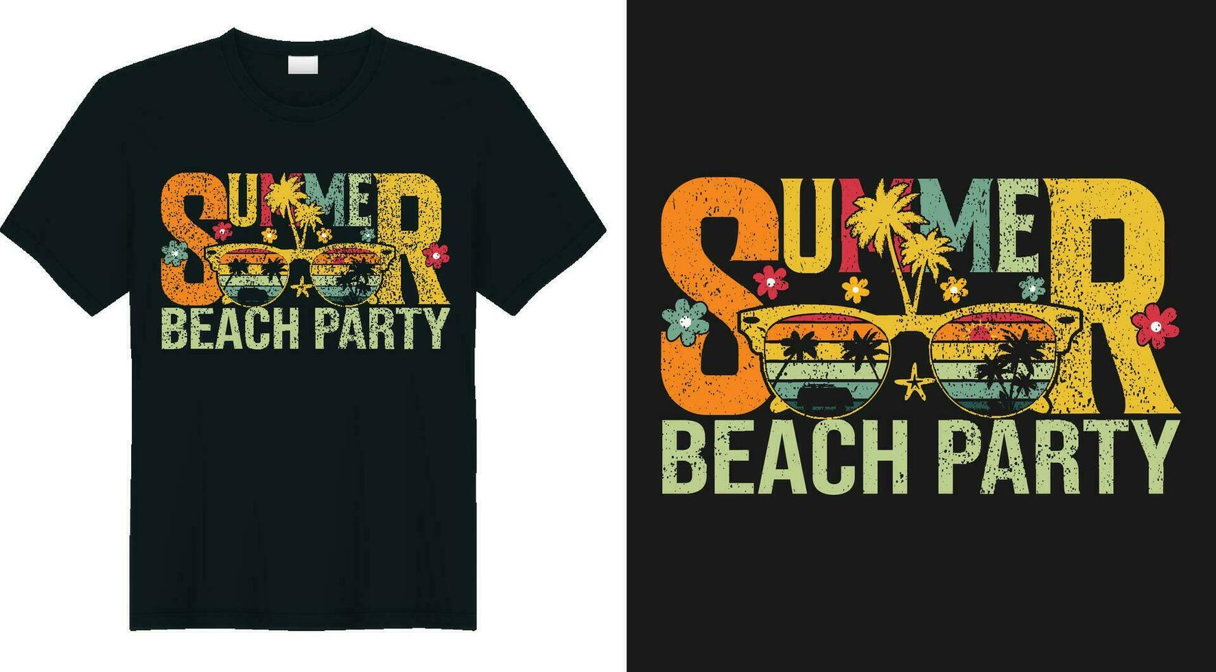 Sommer- Strand Party Jahrgang t Hemd Design vektor