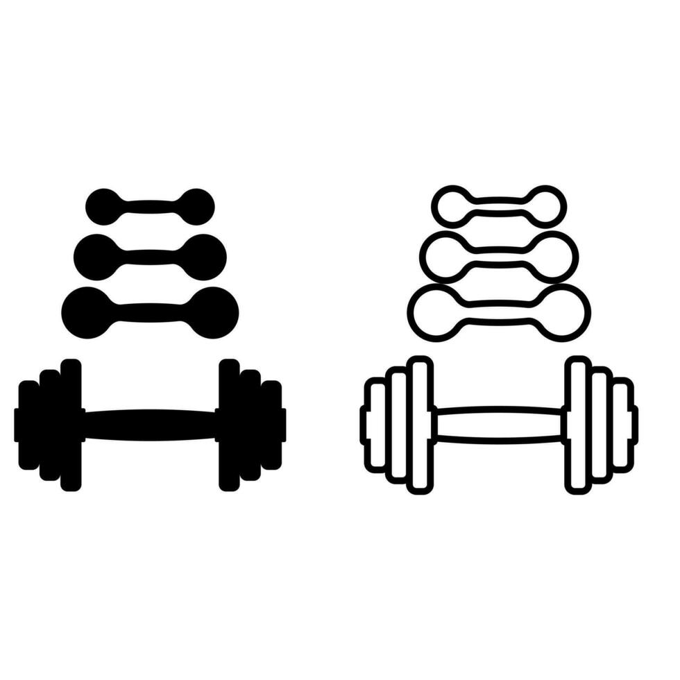 Fitnessstudio Symbol Vektor Satz. Körper Gebäude Illustration Zeichen Sammlung. Hantel Symbol. Hantel Logo.