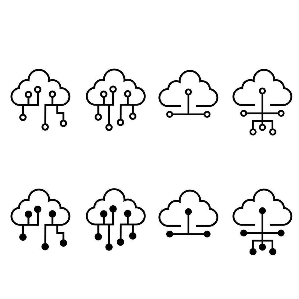 Internet Symbol Vektor Satz. Verbindung Illustration Zeichen Sammlung. Wolke Bedienung Symbol oder Logo.