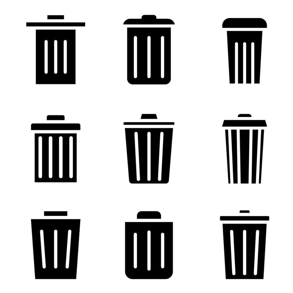 Müll können ektor Symbol Satz. Müll Illustration Zeichen Sammlung. Müll Symbol. Müll Logo. vektor