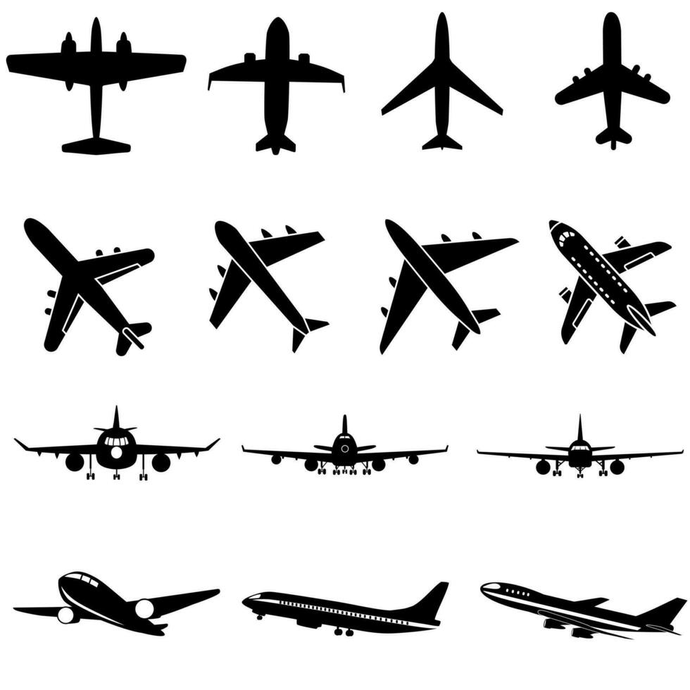 Flugzeug Symbol Vektor Satz. Flugzeug Illustration Zeichen Sammlung. Flugzeug Symbol oder Logo.