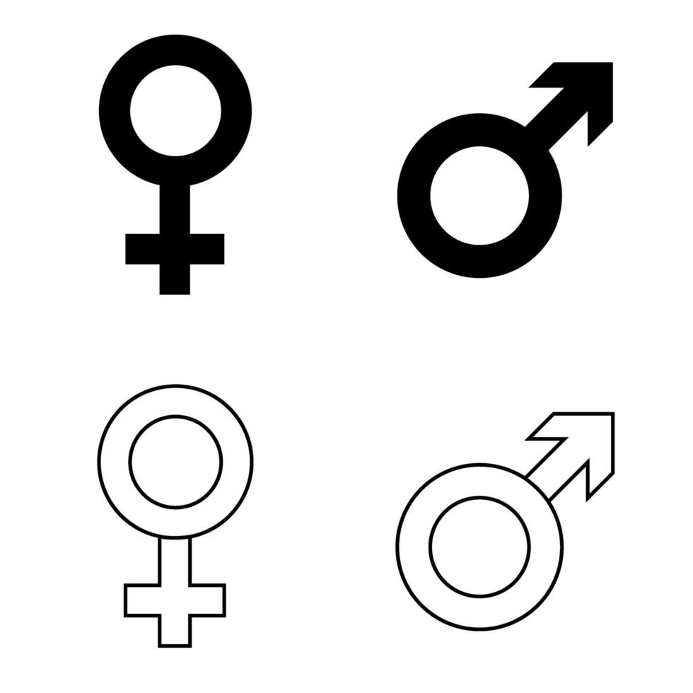 manlig och kvinna ikon vektor uppsättning. kön illustration tecken samling. man och kvinna symbol eller logotyp.