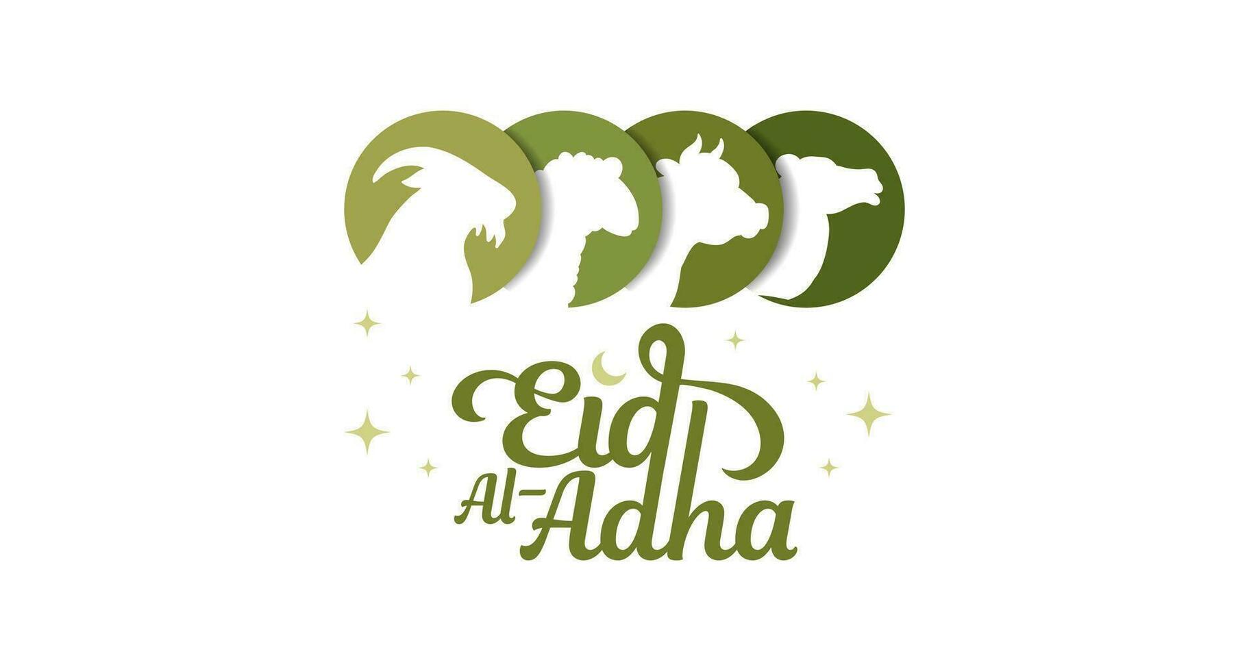 enkel eid al Adha baner med offra djur- silhuett illustration vektor