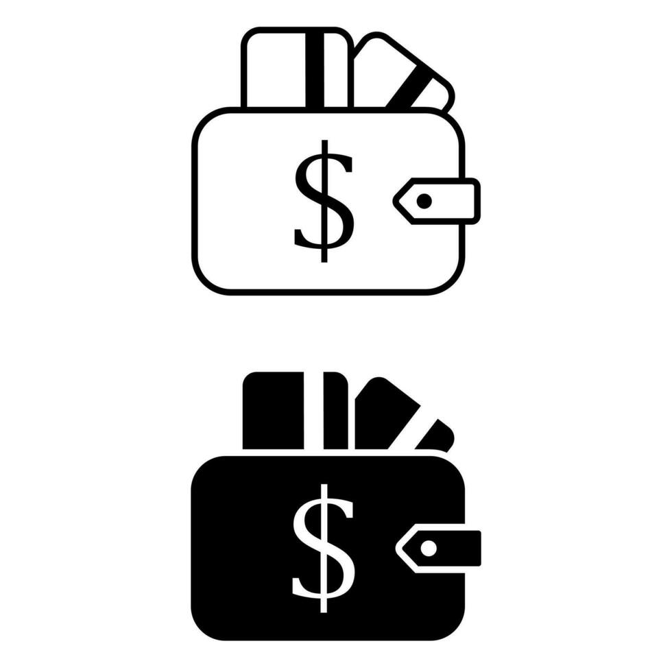 Geld Symbol Vektor Satz. Finanzen Illustration Zeichen Sammlung Brieftasche Symbol oder Logo.