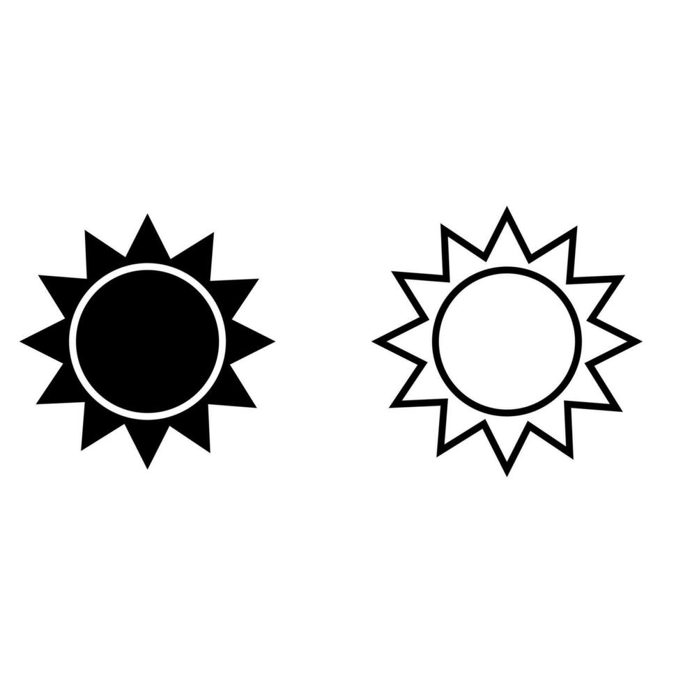 Sonne Symbol Vektor Satz. Sommer- Illustration Zeichen Sammlung. Wetter Symbol oder Logo.