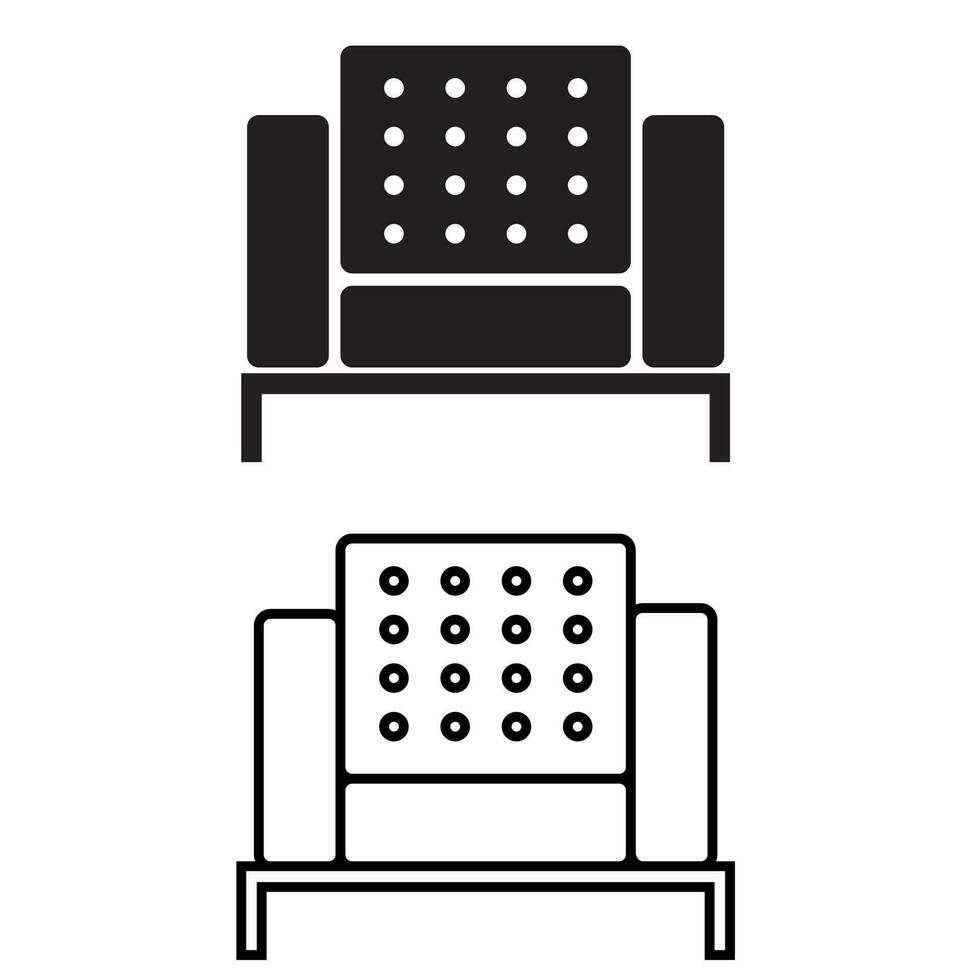 Möbel schwarz Symbole Vektor Satz. Sessel Illustration Zeichen Sammlung. Sofa Symbol oder Logo.