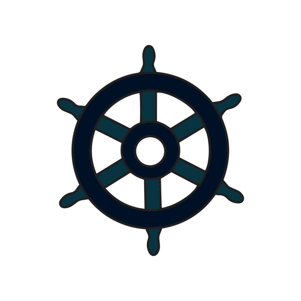 nautisch Helm isoliert auf Weiß. Schiff und Boot Lenkung Rad unterzeichnen. Boot Rad Steuerung Symbol. Ruder Etikett. Vektor Illustration