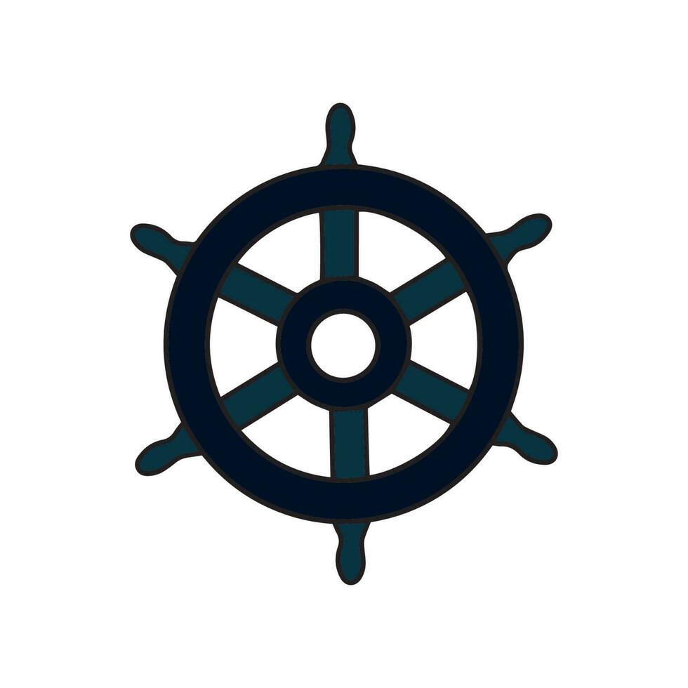 nautisk roder isolerat på vit. fartyg och båt styrning hjul tecken. båt hjul kontrollera ikon. roder märka. vektor illustration