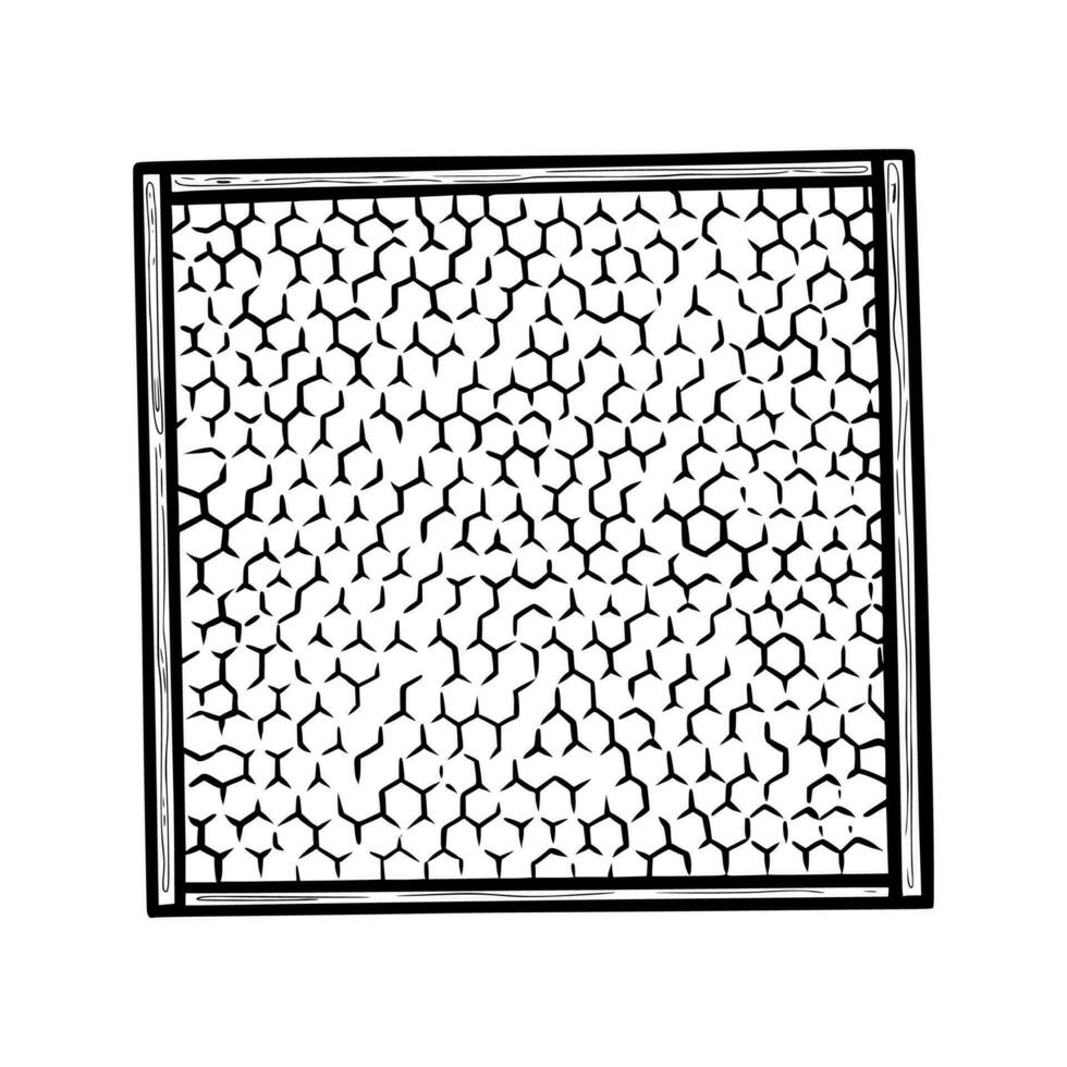 honung ram med bivax. vaxkaka i vax fundament och trä- ram. vektor illustration
